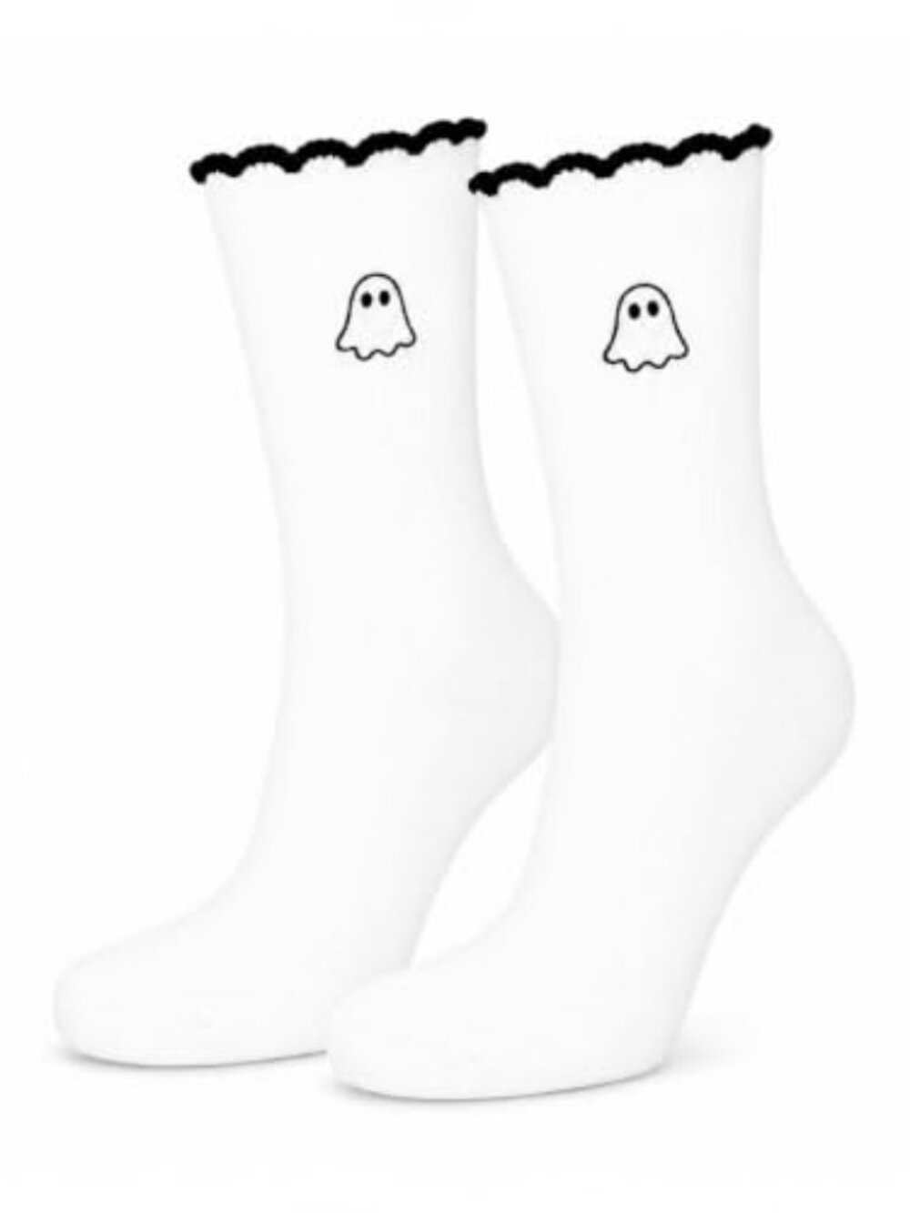Embroidered Novelty Crew Socks Women Wavy Cuff Seasonal Hosiery | Soft knit foot